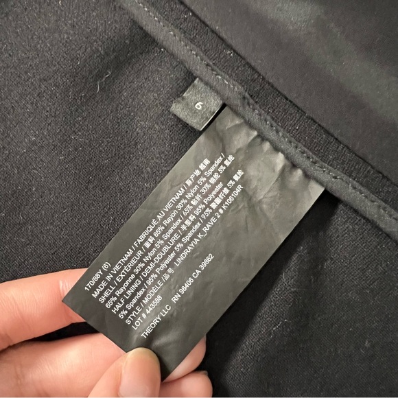 Theory Womens Open Front Long Black Blazer Size 6 - Picture 7 of 10